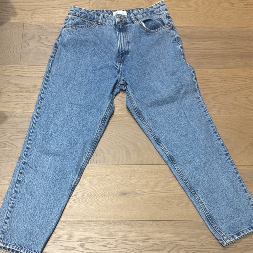 Zara Sky Blue Relaxed Fit Jeans